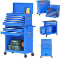 8 Drawer Tools Chest,42.9 inch Tool Cabinet with Universal Lockable Wheels，Organizable Tool Box with Detachable Top Box for Workshop，Blue