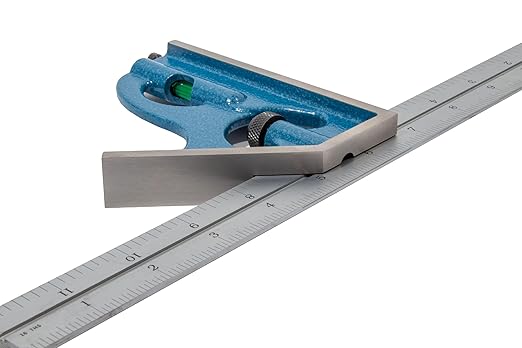 PEC Tools 2-Piece Combination Square Set - 18” Machinist Blade Cast Steel Head, Reversible Locking Bolt, Scribe, for Metalworking, Carpentry and Multiple Applications, Made in USA