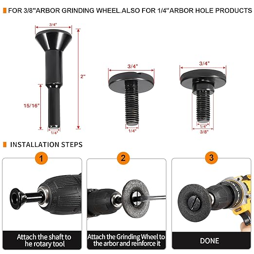 2" Die Grinder Grinding Wheel 15 Pcs,2 inch Grinder Disc with Mounting Mandrel Holder 3/8" & 1/4" Arbor Hole with 1/4" Shaft Shank for General Purpose Metal & Stainless Steel, Aluminum Oxide Grinding