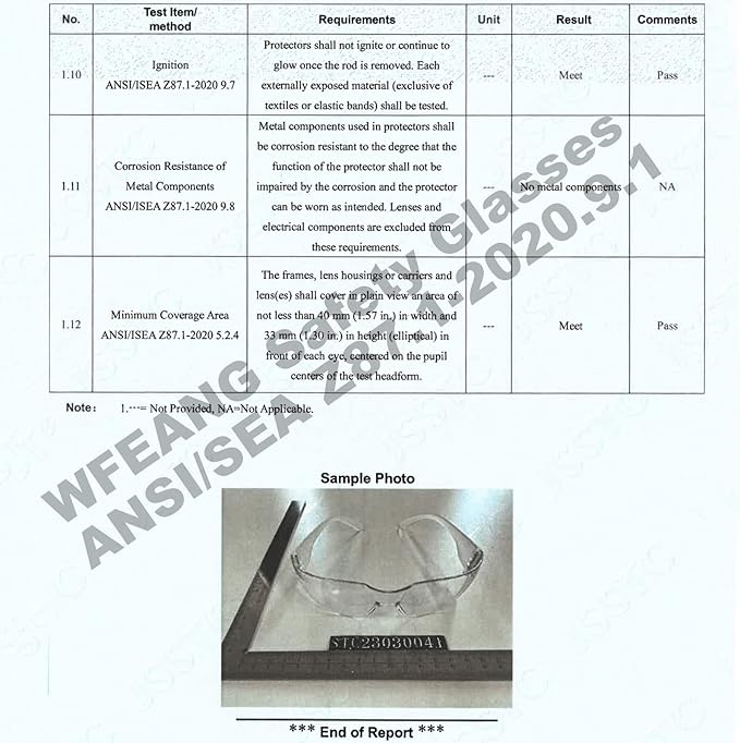 WFEANG Safety Glasses (Bulk 100-Pack) - Eye Protection Glasses with ANSI Z87.1, Scratch & Impact Resistant Protective Eyewear for Work, Lab, Construction