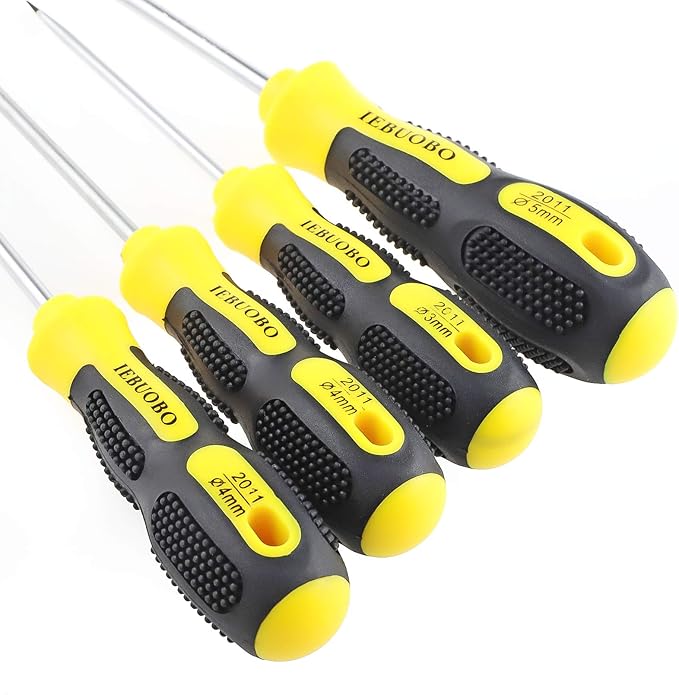 Magnetic long Screwdriver Set 14 PCS,7 Phillips and 7 Flat Head Precision Screwdriver,Professional Cushion Grip and Non-Slip for Repair Home Improvement Craft