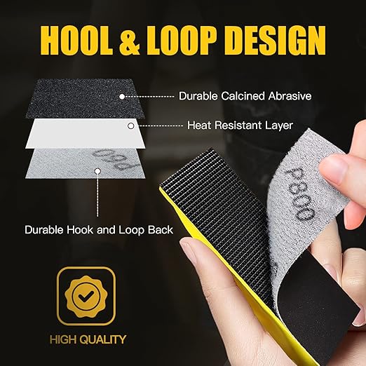 Micro Sander Tool Kit with 100 Piece Detail Finger Sander 3.5” x 1” Mini Sanding Block for Crafts, DIY, Wet Dry Sandpaper of 60, 80, 100,120, 150, 180,240, 320, 400 and 600 Grits