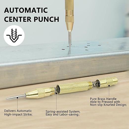 Step Drill Bit Set - Black and Gold, 6 Pcs High Speed Steel Unibit Drill Bits, Stepped Up Bits & Automatic Center Punch, DIY Lovers with Aluminum Case, Total 50 Sizes for Metal