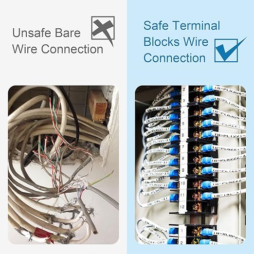 Terminal Block,2 Pack 2 Circuits 20-30A 200v-450v Dual Row Screw Terminals Strip +8 PCS Heat Shrink Wire Connectors