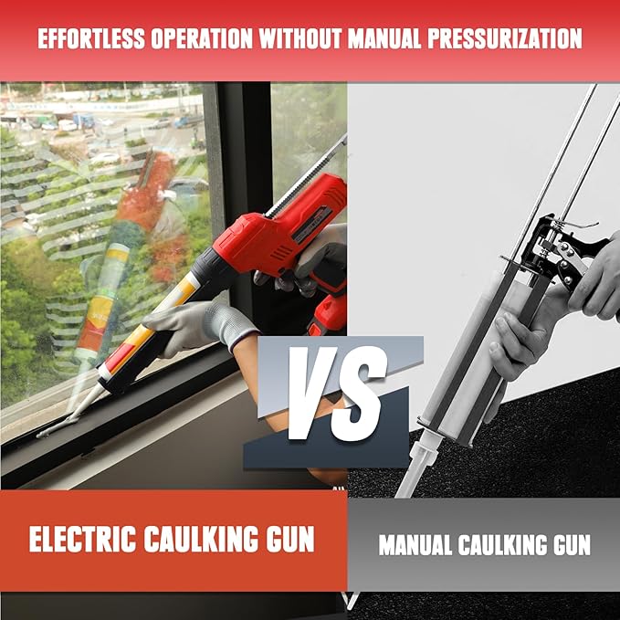 Cordless Caulking Gun 10oz Compatible with Milwaukee 18V Battery, Electric Caulk And Adhesive Gun with 5 Speed, Anti-Drip, Auto Retract, LED Light for Filling, Sealing(Tool Only)