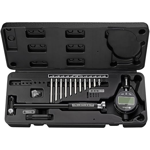 Neoteck Bore Gauge Set Digital Indicator Dial Bore Gauge (2-6"/0.0005") with Self-Centering Dial,Carbide Anvils, Insulated Grips for Deep Engine Cylinder Measurement-Black