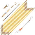 16.8FT Fiberglass Running Electrical Wire Cable Glow Rods Wire Pulling, Fish Rods Electrical Kit with 6 Different Attachments and Fish Tape Wire Puller Kit (Yellow)
