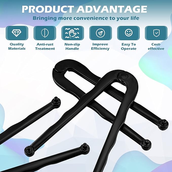 3 Pieces Steel Adjustable Face Spanner Wrench Pin Pliers Install/Removal Tool for Backing Pads on Angle Grinder for Cutting Pipes, Hoses, Cables, Wire and Round Nuts with Drilled Holes (3, 4, 5 mm)