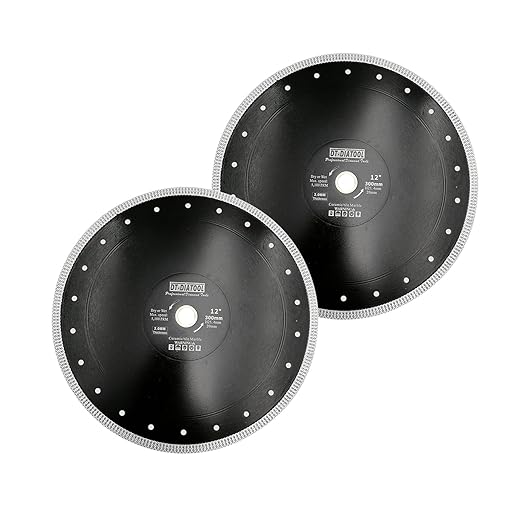 DT-DIATOOL Diamond Tile Blade 12 Inch 2pcs Diamond Turbo X Mesh Rim Segement Circular Saw Blade for Procelain Ceramic Stoneware Marble Granite Fits 5/8"-7/8" Arbor