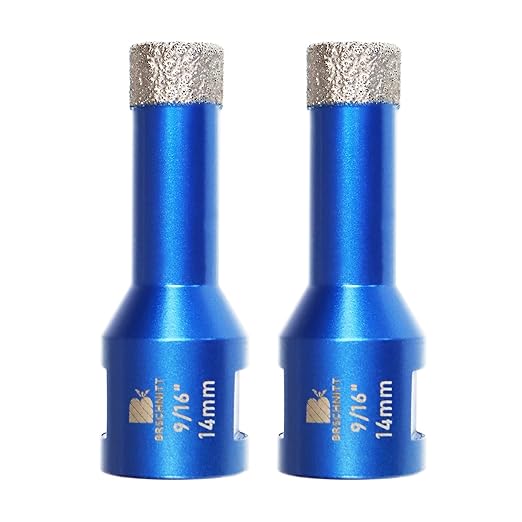 3/5 Inch Diamond Core Drill Bit for Porcelain Tile Ceramic Marble Granite Drilling,BRSCHNITT 2pcs Vacuum Brazed Diamond Hole Saw with 5/8-11 Thread (14mm 2pcs)