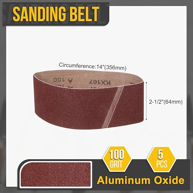 2-1/2 x 14 Inch Sanding Belt, 5 Pcs 100 Grit Knife Sharpener Belts Work Sharpening for Belt Sander Knife Carving Tool Metal Working