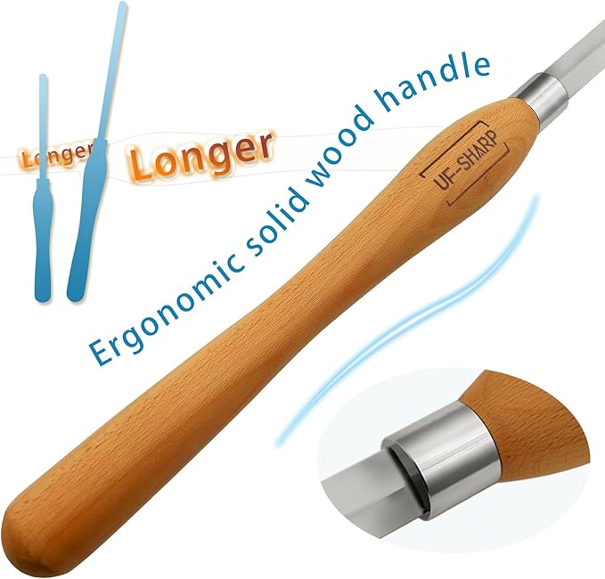 Diamond Parting Tool for Wood Lathe 3/16 inch Thick, M2 Cryo HSS Wood Turning Tools with Beech Wood Handle