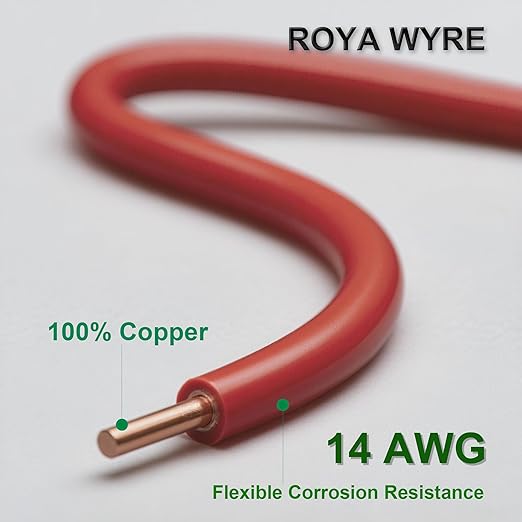 14 AWG Tracer Wire 600V Solid Conductor Direct Burial, (100FT),Underground Tracer Wire for Locating Underground Pipes Line Gas Water Sewer Pipe and Fiber Optic, ROYA WYRE Cable Technology