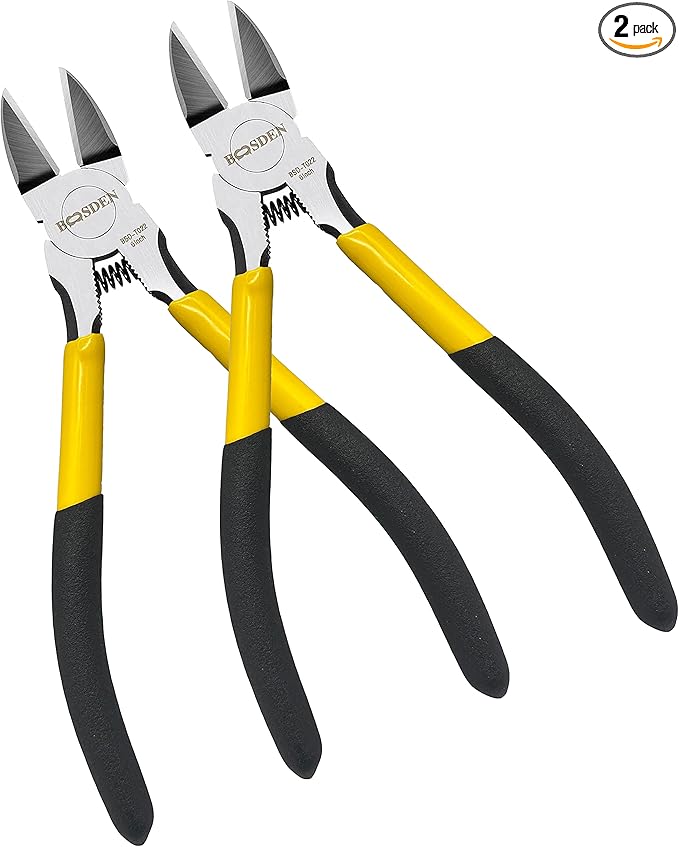 Wire Cutters6.5 inch, 2 Pack, Flush Cutters,BOOSDEN Spring Loaded Cutting Pliers,Side Cutters