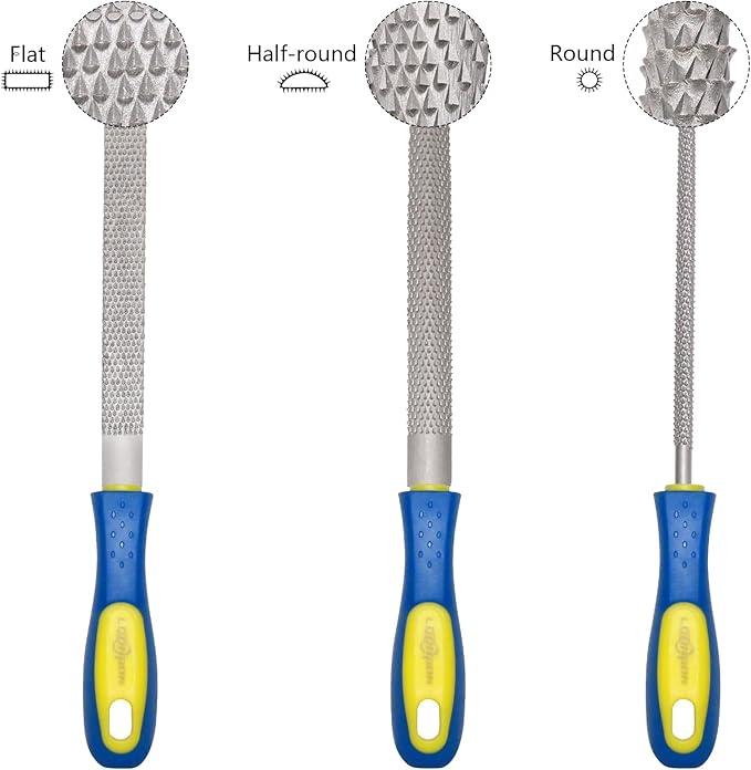 YKLP 8inch Metal File Set,3pcs High-Carbon Steel Needle File,Flat/Half-Round/Round for Metal Wood Working