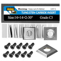 Asieg Tool 14 x 14 x 2mm-30° Carbide Inserts Cutters Knives Blades with Screws for Grizzly T21348 and Woodworking Spiral Helical Planer Head 10pcs