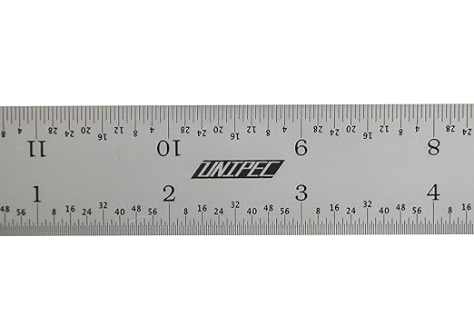 12-Inch Replacement Blade for Combination Square – 16R Graduations (1/32", 1/64", 1/50", 1/100") | Hardened Steel, Etched & Black-Filled (Blade Only)