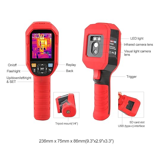 UNI-T UTi260B Thermal Camera Imager 49152Pixels 256x192 IR Resolution Handheld Infrared Camera Thermal Imaging IP65 2 Meter Drop Rechargeable