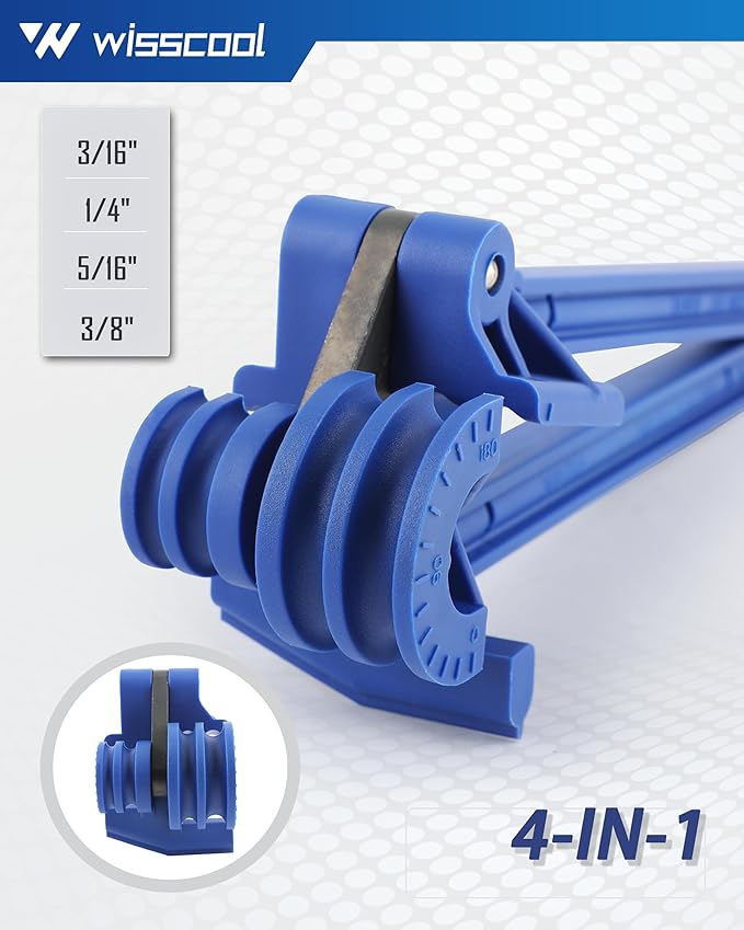 4-in-1 Tube Bender Tubing Brake line Bender for Soft Copper, Aluminum, Metal, Pipe Bender 180° (3/16" 1/4" 5/16" 3/8")