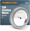 POWERTEC CBN Grinding Wheel 8 Inch 80 Grit, 1-1/2" Wide, 5/8" Arbor – 4-in-1 CBN Sharpening Wheel with 1/4" Radius Edge and Side Face for Bench Grinder (15707)