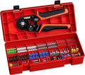 PEBA Ferrule Crimping Tool Kit - 21 Sizes Ferrule Kit & AWG 28-7 Self-Adjusting Square Crimper for Effortless Electrical Wire Ferrules | Ratchet Crimping Tool - Wire Ferrules Connections Kit