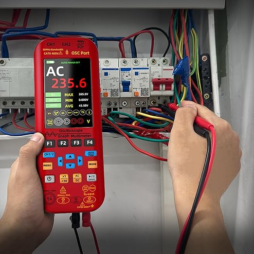 BSIDE 2 Channel Digital Handheld Oscilloscope 50MHz 3.98TFT Oscilloscope Multimeter Signal Generator 3 in 1 Portable Lab Oscilloscope Supports Flexible Coils 20000 Count 250MSa/s Automotive Tester