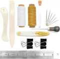 Bookbinding Tools, 16 Pieces Starter Tools Set Bone Folder Paper Creaser, Large-Eye Needles, Awl, Waxed Thread for DIY Bookbinding Crafts and Sewing Supplies