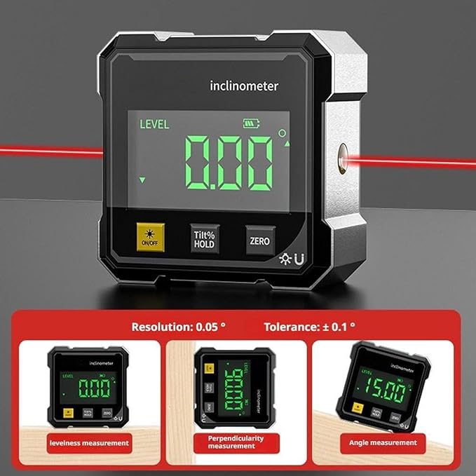 Digital Angle Finde, 2026 Upgraded 4-Side Magnetic Digital Angle Gauge, Cube Inclinometer with Backlight, Magnetic Electronic Level Angle Finder Tool Protractor Inclinometer Woodworking Tools