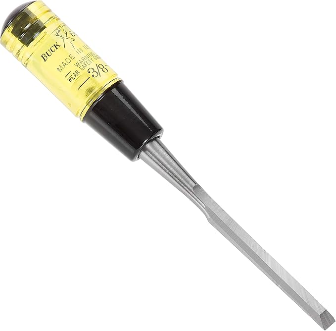 Buck Brothers 120102BC 3/8" Wood Chisel Made in USA, For Paring and Finishing Cuts in Carpentry and Woodworking, Tempered Tool Steel Blade, Mallet-Safe Handle