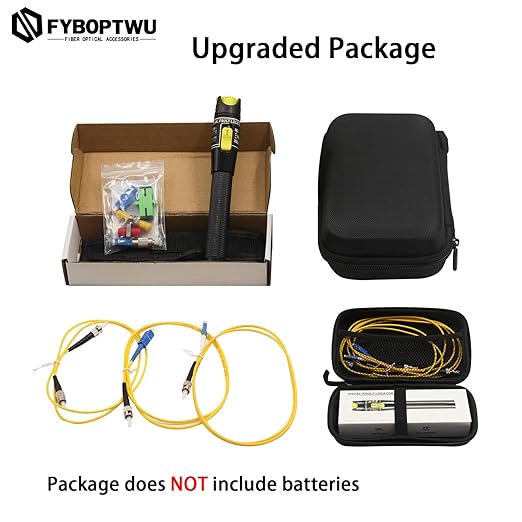 Fiber Optic Cable Troubleshoot Kit - Visual Fault Locator &1pc FC to LC Adapter & 1pc LC, SC, ST, FC Coupler & 3 Short Patch Cords (Mode Number: VFL-50)