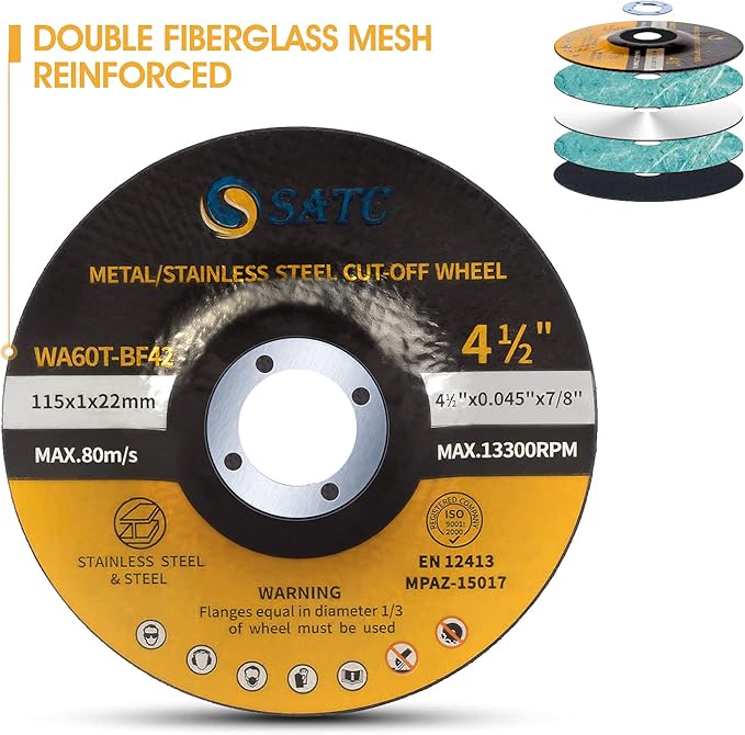 S SATC 25PCS 4 1/2 Cut Off Wheel Grinder Blades 4-1/2" x .045 x 7/8" Cutting Disc Cutting Wheel Die Grinder Cut Off Blades Fits Angle Grinder Air Tool