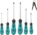 Magnetic Screwdriver Sets 6 PCS,Craftsman Screwdriver Set with Bag,Flat Head Phillips Screwdriver, Non-Slip Cushion Grip for Repair Home Improvement,Green & Black