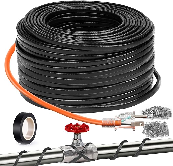 120FT（3FT-200FT）Pipe Heating Cable for Pipe Freeze Protection, Heat Cable for Water Pipes(Metal and Plastic), Pipe Heat Tape Keeps Water Flowing at -40°F 5w/ft, 120V