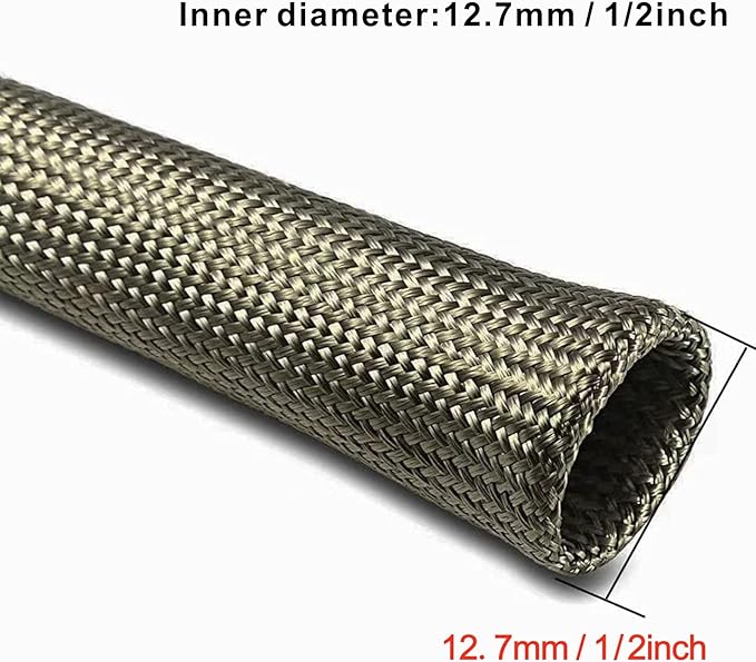 Heat Shield Sleeve Fuel Line Heat Shield Auto Hose Spark Plug Wire Cover Protectors Boots Roll 2500 Degree for Car&Auto Wire Loom Brake Cable (1/2" IDX10FT, Titanium)