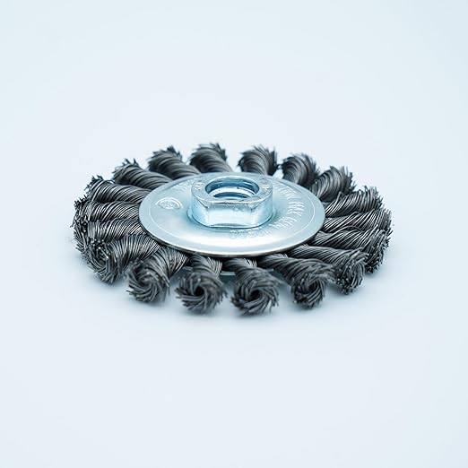 4 Inch Twist Knotted Wire Wheel Brush Set for Angle Grinder with 5/8 Inch-11 Threaded Arbor - Heavy-Duty Conditioning for Various Metals (4)