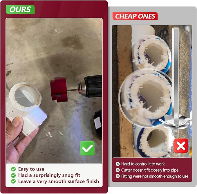 6 Piece PVC Pipe Reamer Kit With A Socket Wrench, 0.75" 1" 1.5" 2" 3" 4 Inch Plastic Pipe Fitting Reamer Tools Contain PPR75, PPR100, PPR150, PPR200, PPR300, PPR400, Fit Standard 3/8" & 1/4" Drills