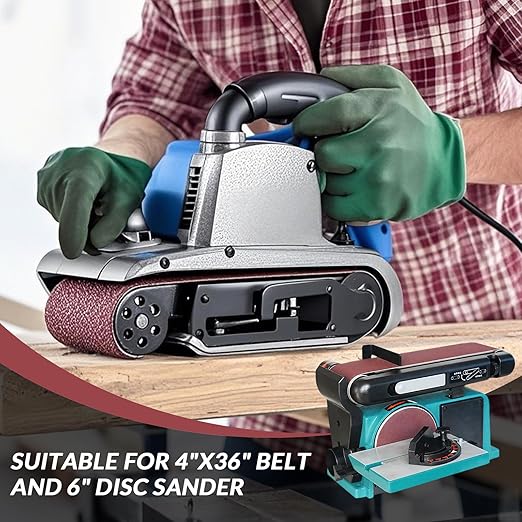 Sanding Belts and Sanding Discs Set - 10 Pack 4x36 Inch Aluminum Oxide Belts(80/120/150/240/400 Grit) and 10 Pack 6-Inch Self-Adhesive Discs (80/100/120/180/240/400 Grit) for Wood, Metal Polishing