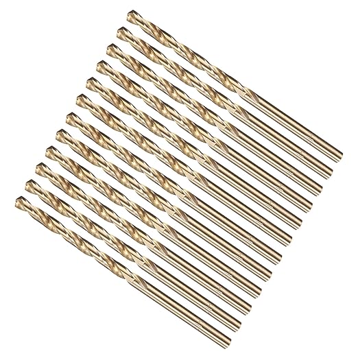 METALLIXITY Drill Bit (#26) 12Pcs, M2 High-Speed Steel Micro Number Bits Spiral Flute 135°Point Tip Gold Finish for Stainless Steel Iron Copper Aluminum Hard Metal