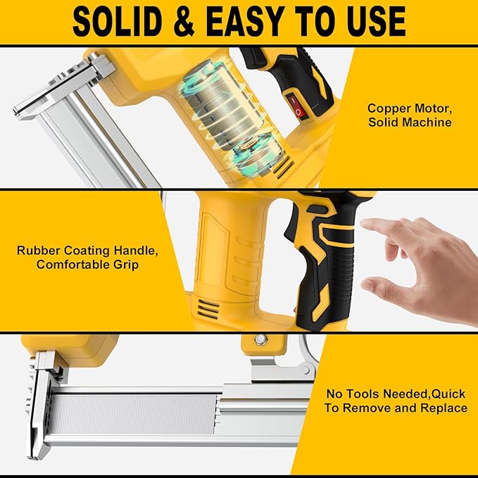 18 Gauge Cordless Brad Nailer Compatible with Dewalt 20V Battery (Not Included), Nail Gun/Staple Gun Battery Powered with 2000 Nails, Drives up to 1-1/4in Nails & Crown 7/8in Staples
