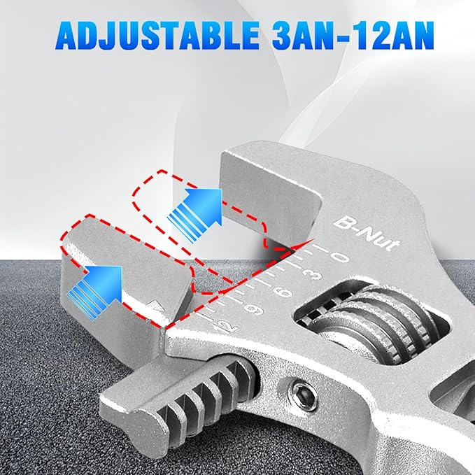 AN Hose Fitting Adjustable Wrench 3AN-12AN Lightweight Aluminum (Sliver-Non-Marring)