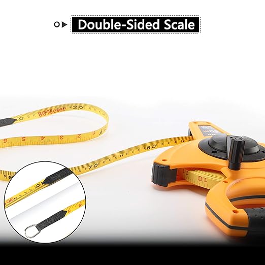 LAND 100FT/30M Heavy Duty Fiberglass Tape Measure - 1/2-Inch Wide, Dual Inch/Metric Scale, Durable Open Reel Measuring Tape for Surveying, Engineering, Runway Construction