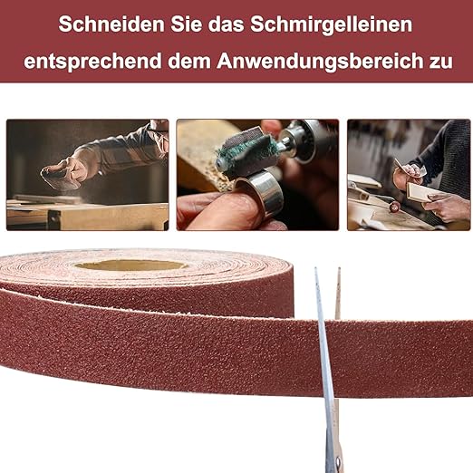 Emery Cloth Roll,80 Grit Continuous Sandpaper Roll 1" x 83 Feet Sandpaper Roll for Wood Furniture Finishing Metal Sanding Automotive Polishing