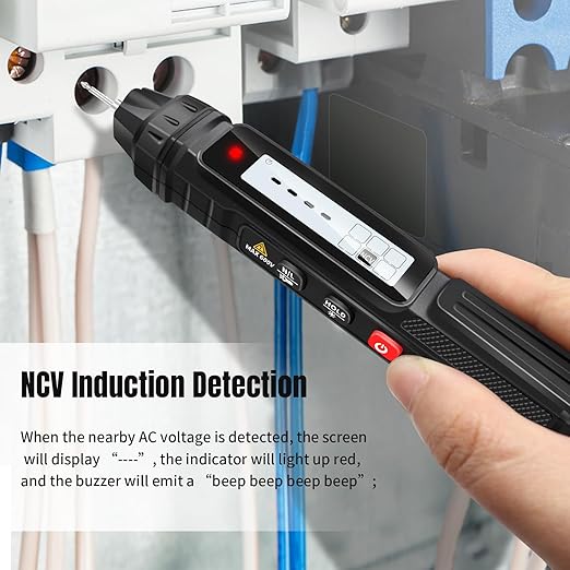 Pen Type Digital Multimeter Voltage Tester NCV Non-Contact Meter 600V Voltmeter, with LCD Backlit Display, Measure AC DC Voltage Resistance Diode Continuity for Electrician Tools