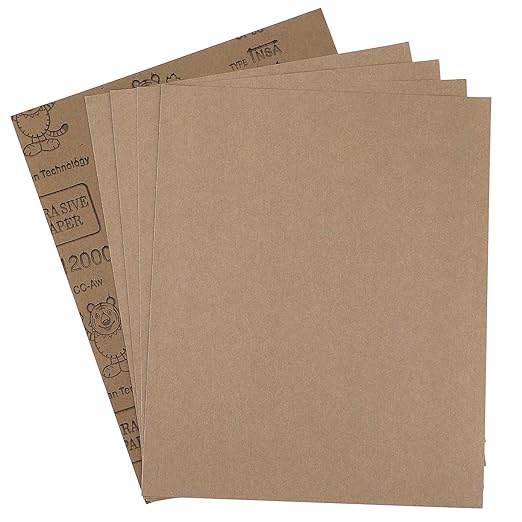 9x11 inch 5 Sheets Sandpaper, Wet or Dry 12000 High Grit Extra Fine Sand Paper, Silicon Carbide Waterproof Abrasive Pads for Automotive Sanding, Wood Turing Finishing, Metal Furniture Polishing