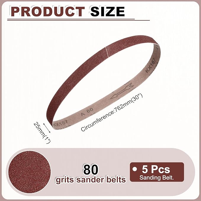 HARFINGTON 1 x 30 Inch Sanding Belts, 10 Pcs 80 Grits Aluminum Oxide Abrasive Belt Sander File Belt for Woodworking, Metal Polishing, Knife Sharpener