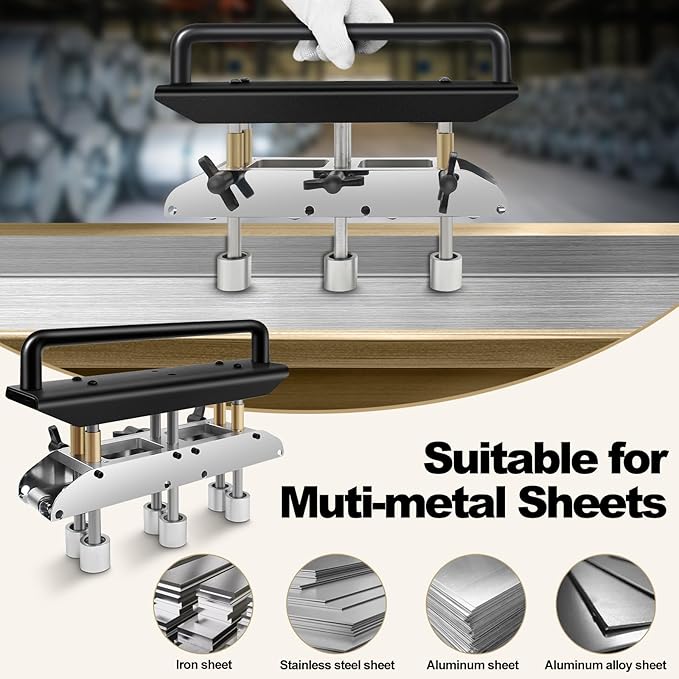Roller Metal Bending Tool, Three-Station Roller Bender, Hand Tools Standing Seam Roofing Tools Adjustable for 0‑90 Degree Angle 13‑130mm Bending
