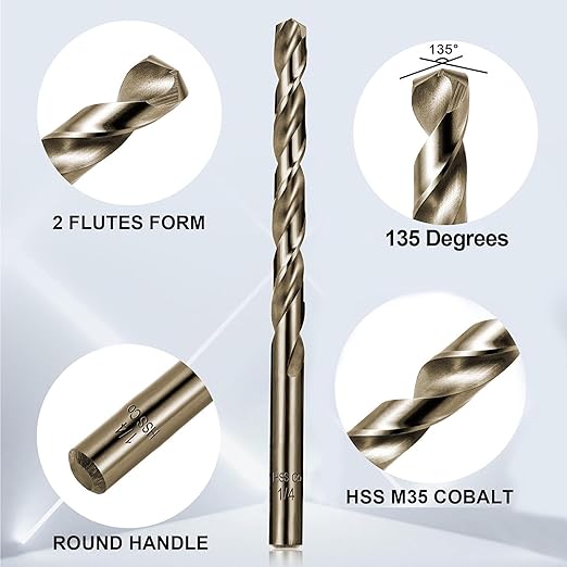 Cobalt Drill Bits Set for Hardened Metal and Stainless Steel, 101Pcs 1/16"-1/2" M35 HSS Twist Jobber Metal Drill Bits, with Index Storage Case