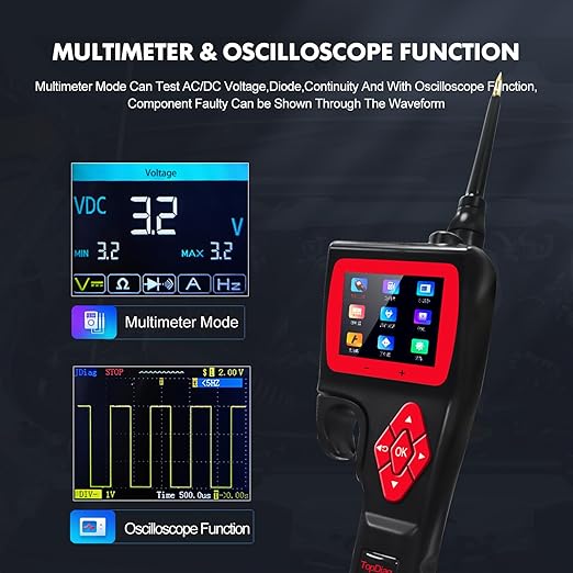 Topdiag P200 Power Circuit Probe Kit - Test Light Automotive Circuit Tester Circuit Breaker Finder Tool, Relay Tester Multimeter, Oscilloscope, Fuel Injector Tester - 9~30V