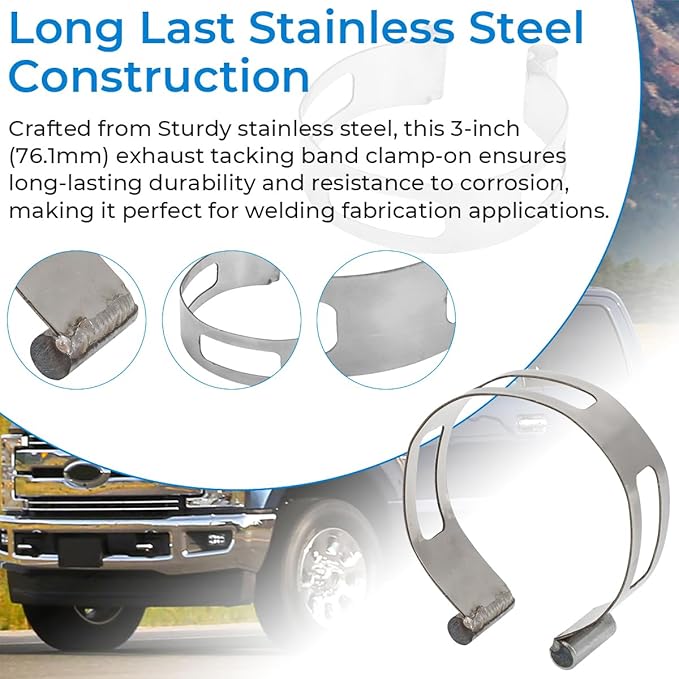 3" (76.1mm) Stainless Exhaust Tacking Band Clamp-On For Welding Fabrication