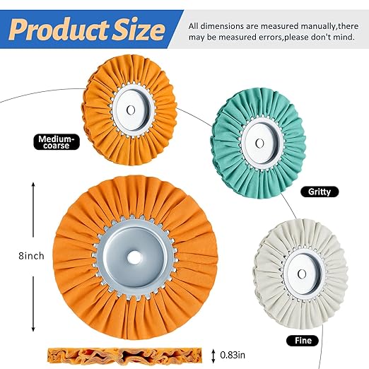 Amylove 8 Inch Airway Buffing Wheels Aluminum Wheel Polishing Kit in Diameter 5/8 Inch Arbor Hole, Polishing Compound and Metal Polish Kit for Angle Grinder (Fresh Color,6 Pcs)
